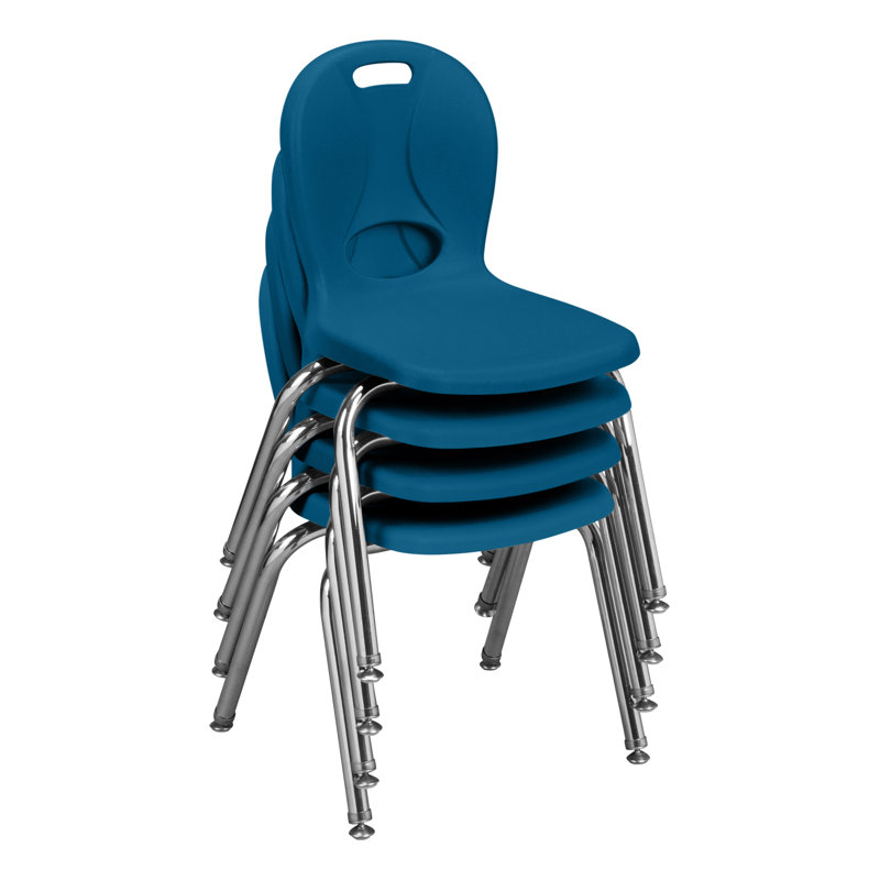 Structure Series Plastic Stacking Classroom Chairs with Contoured Seats (Set of 4), Bleu saphir, 12 po, 4
