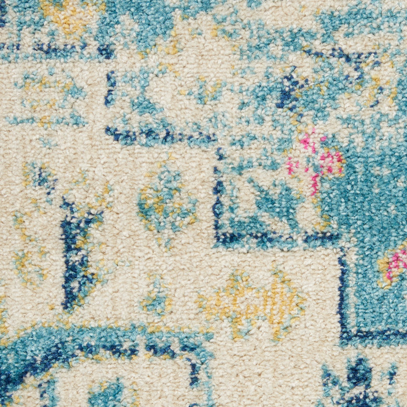 Tapis oriental bleu clair / beige Verda, Rond 8 pi