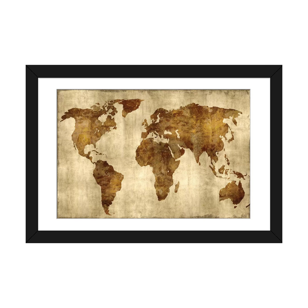 " The World - Bronze On Gold " by Russell Brennan East Urban Home Mat 