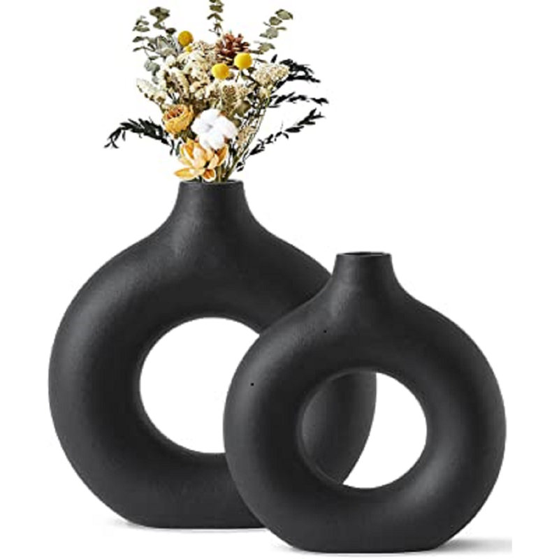 Bryelle Ceramic Table Vase, Black