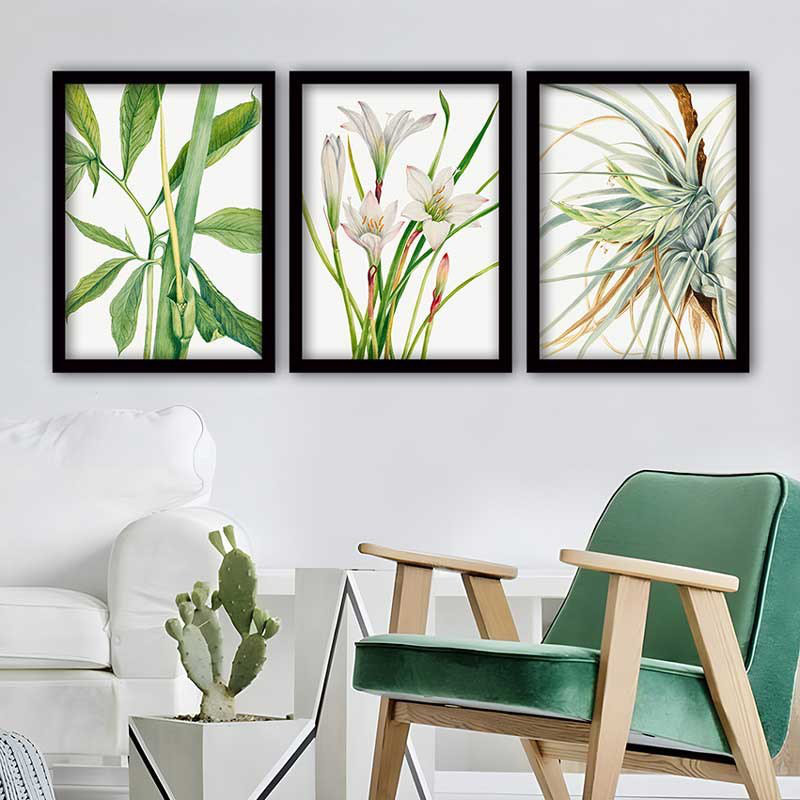 Superbe ensemble de peintures décoratives encadrées (3 pièces) de 21,7 po x 29,5 po chacune | Cadre 100% bois avec polystyrène de 0,8 pouce | Impression numérique UV | Parfait pour la décoration murale de salon, de bureau et de galerie