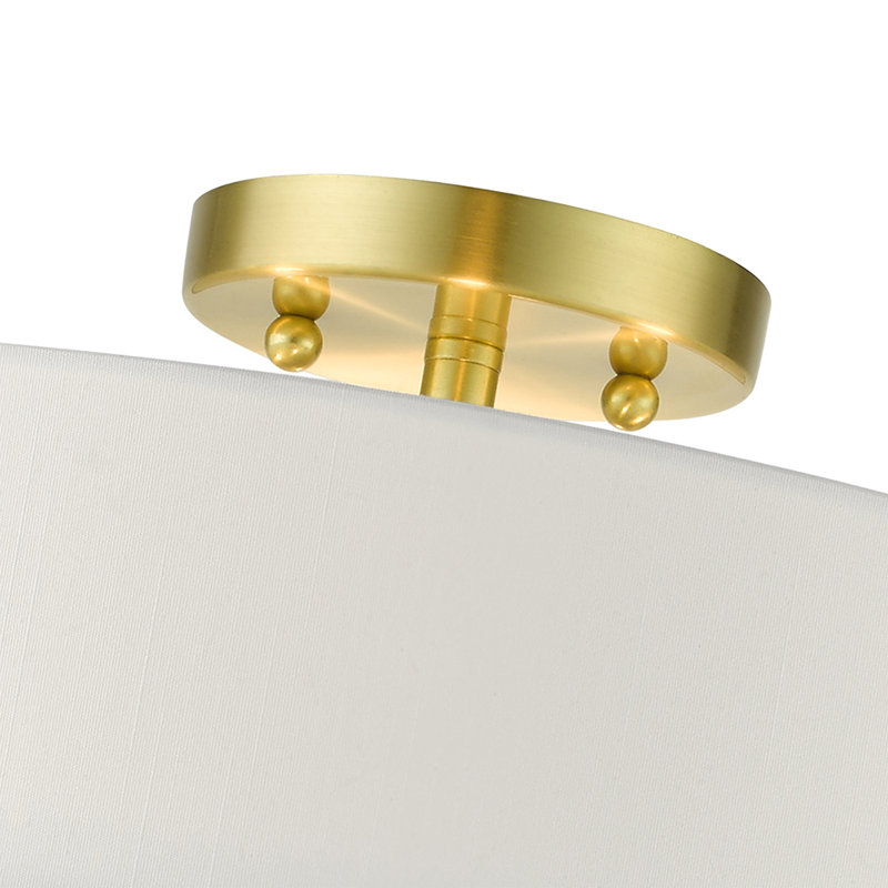 Cebron Fabric Semi Flush Mount, Satin Brass