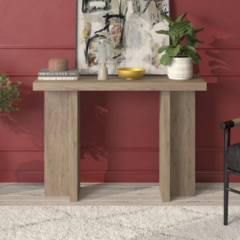 Nechemya 106.68cm Console Table, Antiqued Grey Oak