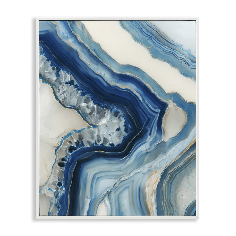 Giclée encadrée de pierres de couleur mer, conception de Svetlana Aleynikova, H 30 po x l 24 po, Coastal White Framed Giclee