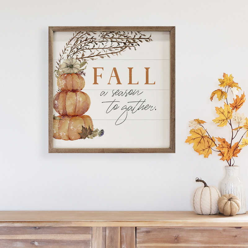 Fall a Season To Gather Pumpkins - blanc, H 16 po x l 16 po x P 1 po