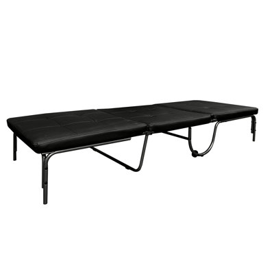 Black Adjustable Futon Chair That Transforms To A Foldable Bed, Pu Cushioned For Comfort, Metal Frame And Caster Wheels, 220lbs Load Limit, Mode 37"w