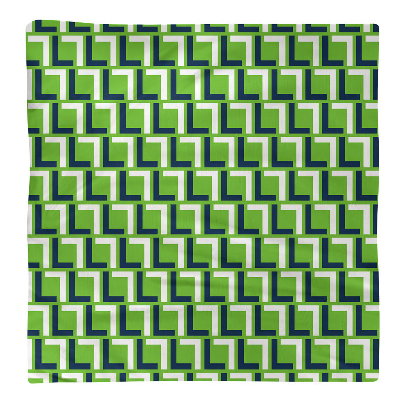 Serviette de luxe Seattle Throwback Football, 10 po x 10 po, Vert action / bleu marine collège / blanc, polyester
