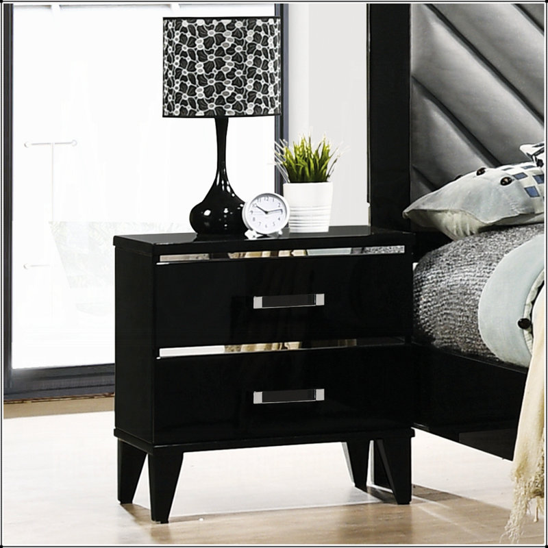 Table de chevet contemporaine à 2 tiroirs avec un design élégant et des décorations pour les chambres à coucher modernes