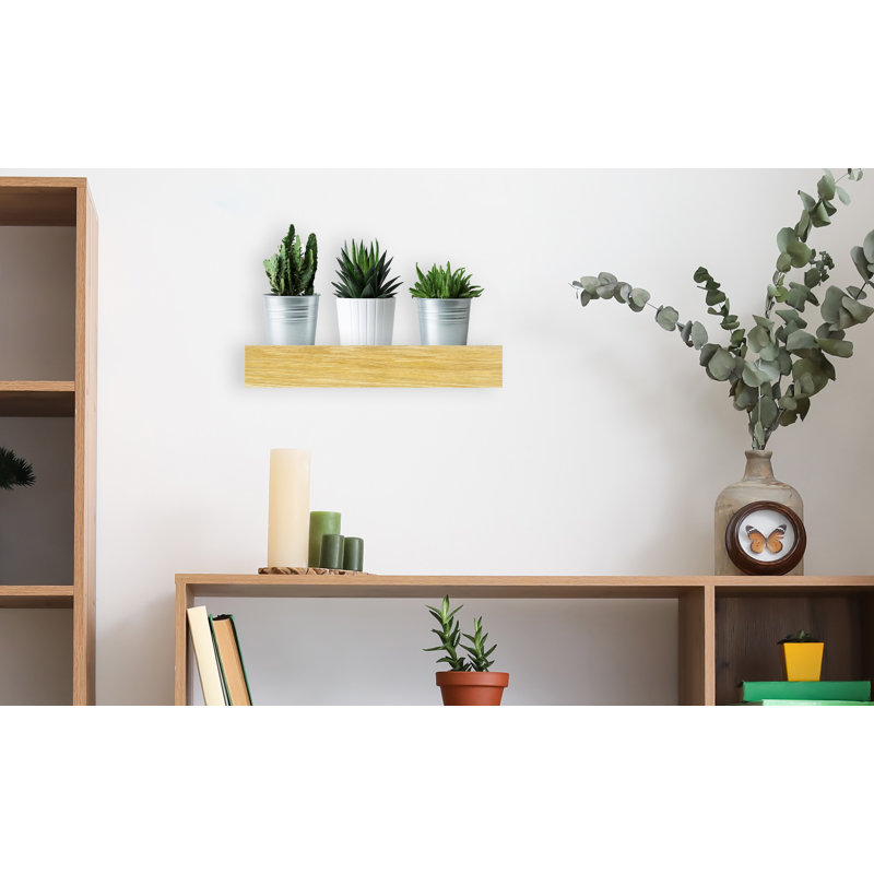 Tablette flottante en bois massif de chêne Tyringham, H 4 po x l 12 po x P 4 po, Naturel