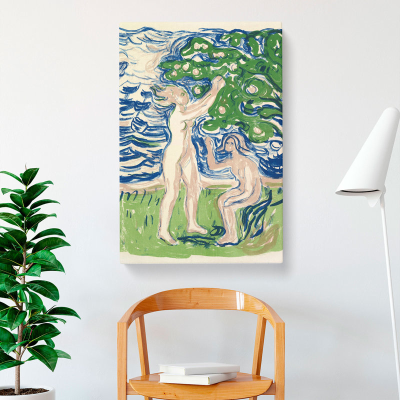 Girls Picking Apples by Edvard Munch - Wrapped Canvas Painting, 76cm H x 50cm W x 3cm D