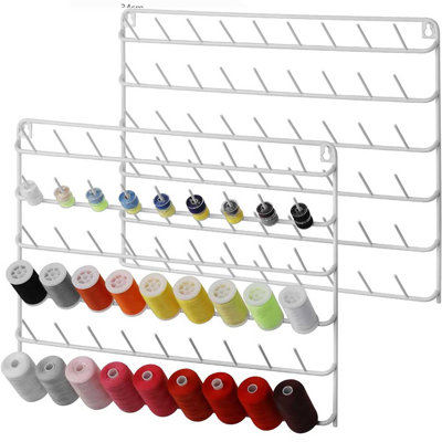 Paquet de 2 porte-bobine de fil blanc, support de rangement vertical à 3 niveaux pour les fils à coudre, les bobines, les fournitures d'artisanat, le bureau ou le support mural