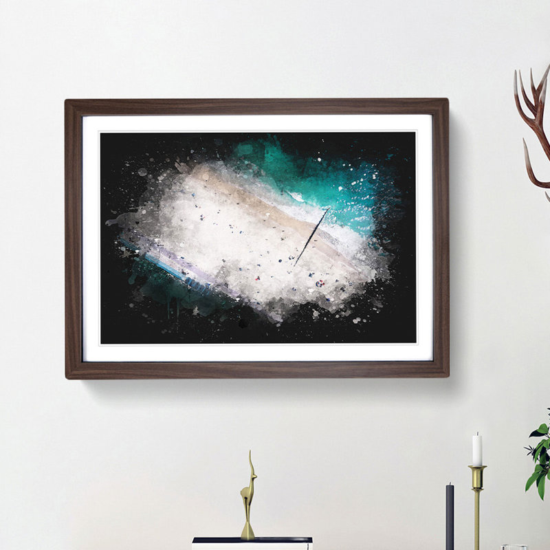 Bournemouth Beach - Picture Frame Painting Print, 24cm H x 33cm W x 2cm D, Walnut Framed