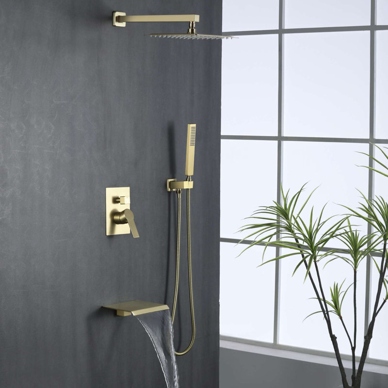 All-In-One Kit with Rough in-Valve, Brushed Gold