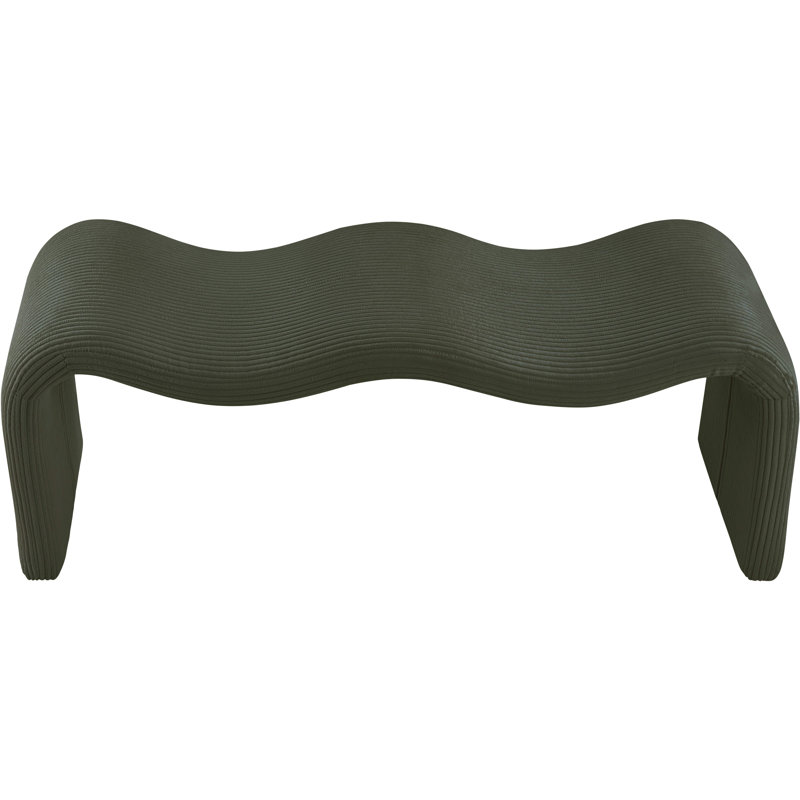 Willow Fabric Bench, Green Microsuede Corduroy Fabric