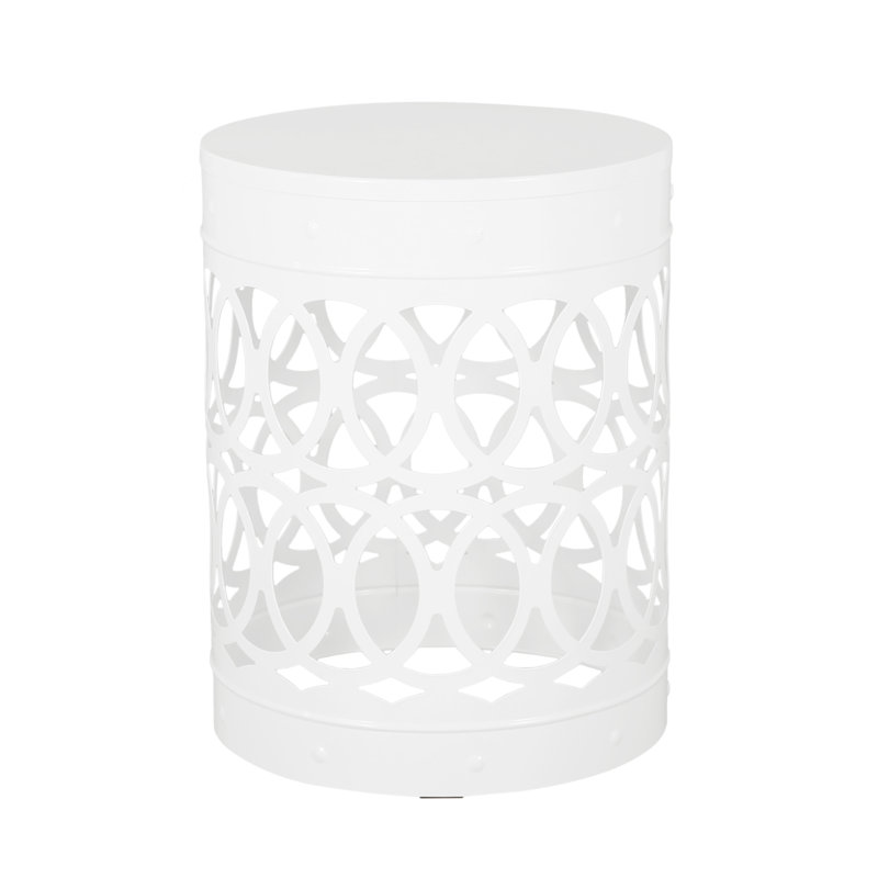 Outdoor Metal S/2 End Table, White, White, White