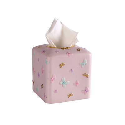 Butterfly Porcelain China Tissue Box Cover