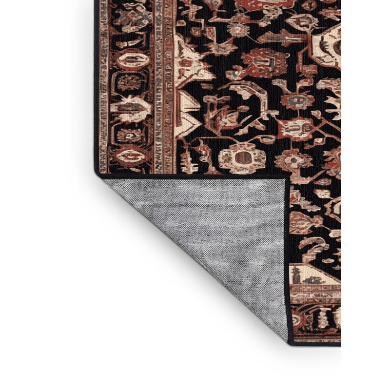 Tapis brun lavable à la machine, Rond 7 pi