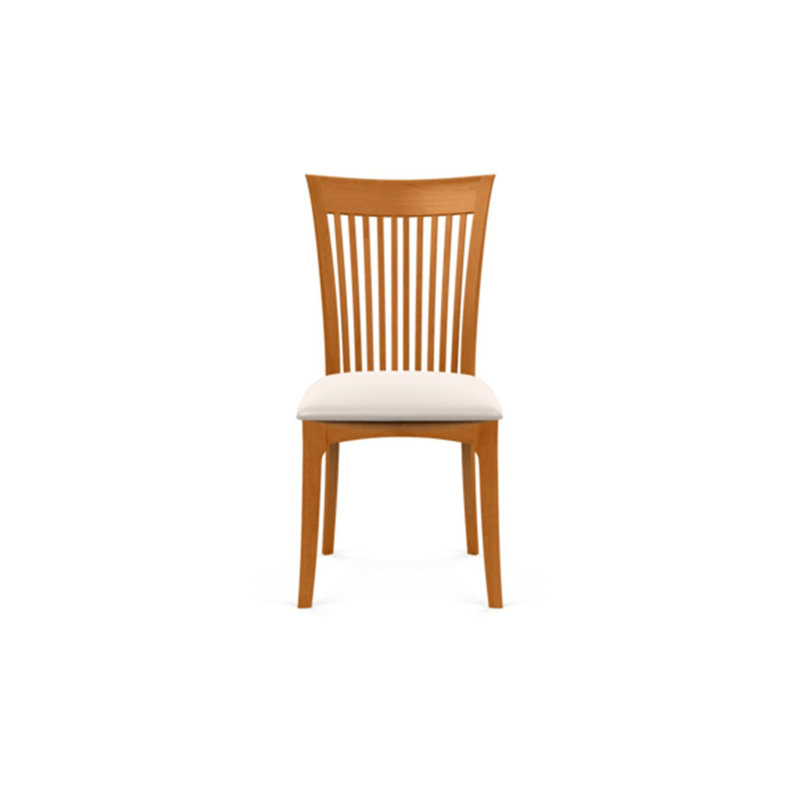 Sarah 19.25'' H Upholstered Side Chair, White Leather, Natural Cherry