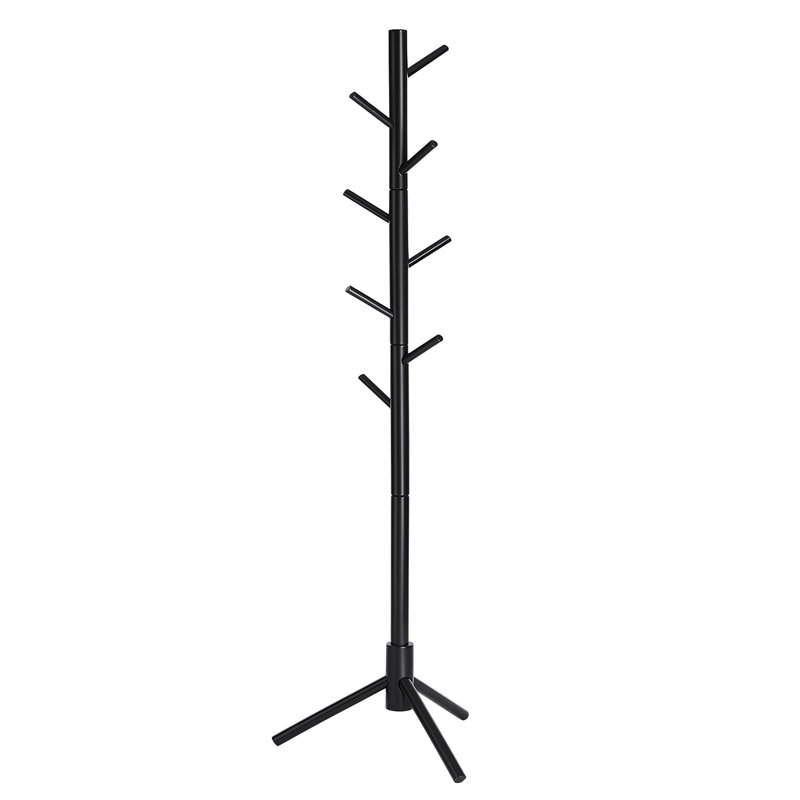 Blaser Solid Wood Freestanding 8 - Hook Coat Rack, Black