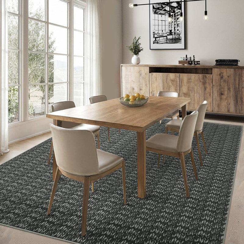Braided Print Machine Washable Rug with Rubber Backing for Living Room Non-Slip Dining Room Rug Easy-Cleaning Floor Carpet for Bedroom