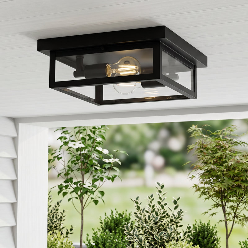Benton Matte Black W - Bulb LED Outdoor Flush Mount Outdoor Flush Mount