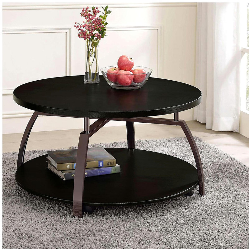 Dark Grey and Black Nickel Round Coffee Table