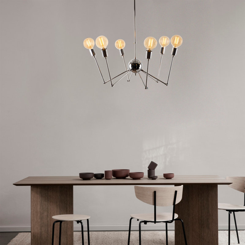 Luminaire suspendu unique à 6 lumières Kiah, Chrome