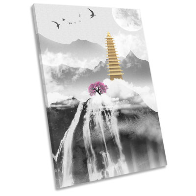 Fantasy Waterfall Landscape - Wrapped Canvas Painting