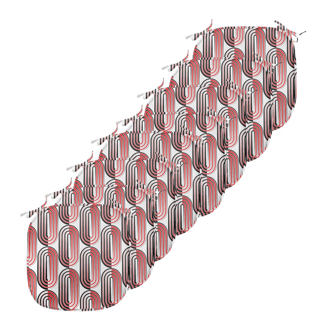 Kissen mit Riemen für Küchensitze, Abstrakte Ellipse Curves, Vermilion Weiß