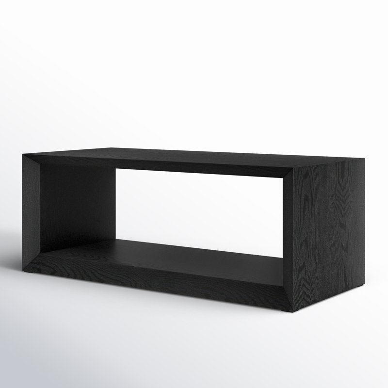 Samuelson Faux Wood Coffee Table With Shelf, 18" H x 48" L x 23.38" W, Black Grain