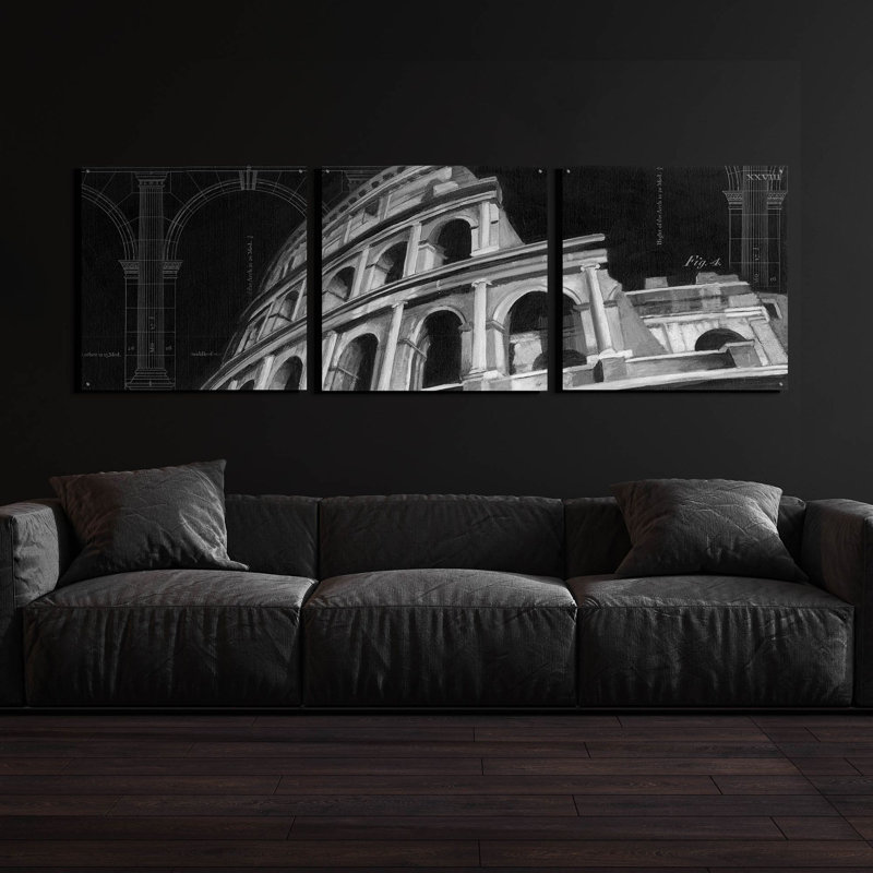 'Iconic Architecture I' by Ethan Harper, Acrylic Glass Wall Art, 3 Piece Set, 36" H x 108" W
