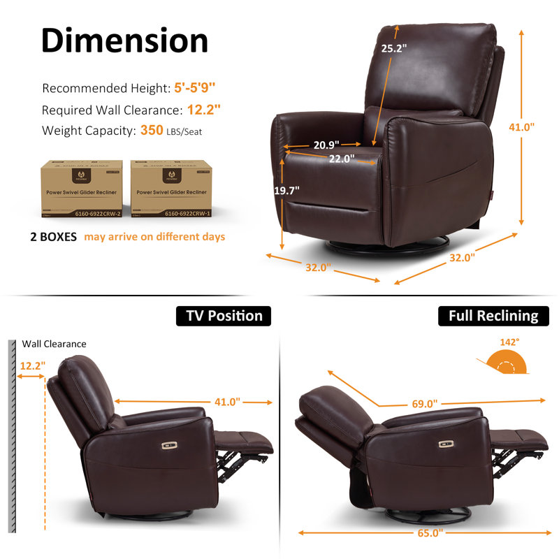 81.3cm Wide Standard Recliner, Dark Brown