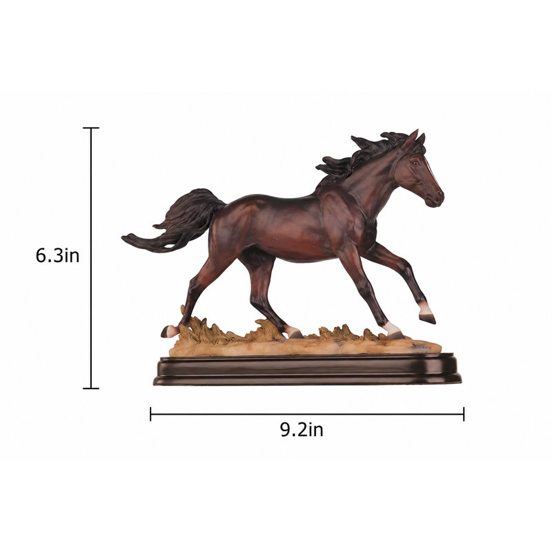 Dark Brown Galloping Horse Statue