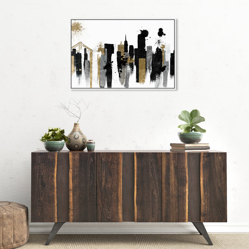 Glamour San Francisco - peinture sur toile tendue, H 20 po x l 30 po, Toile avec cadre blanc