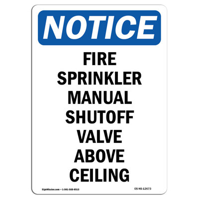 Fire Sprinkler Manual Shutoff Sign