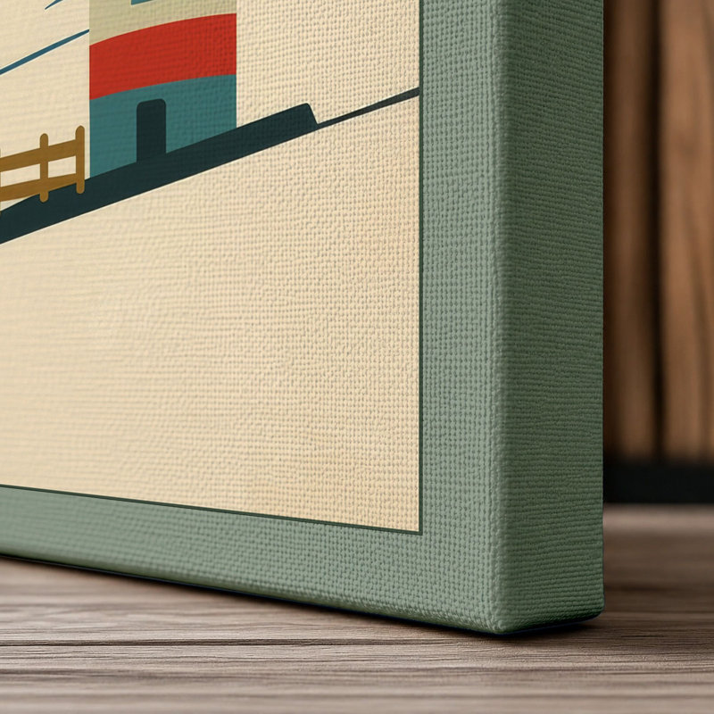 Alpine Chapel in Snow Mid-Century - Wrapped Canvas, 24x16 - 61.0 x 40.6 cm, Sage Border