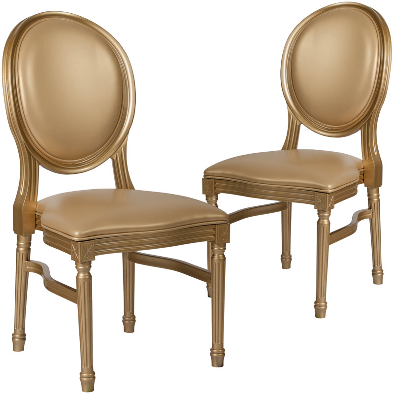 Chaise de salle à manger rembourrée Komar, Blanc, Or