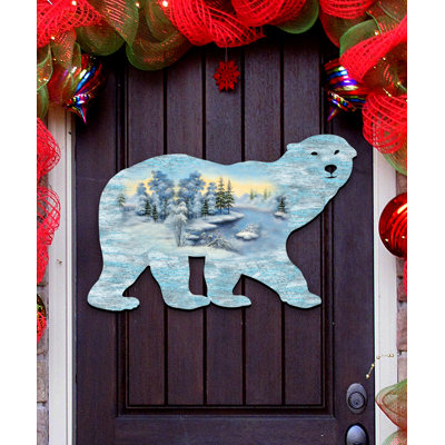 Décoration murale de porte décorative en bois pour porte polaire