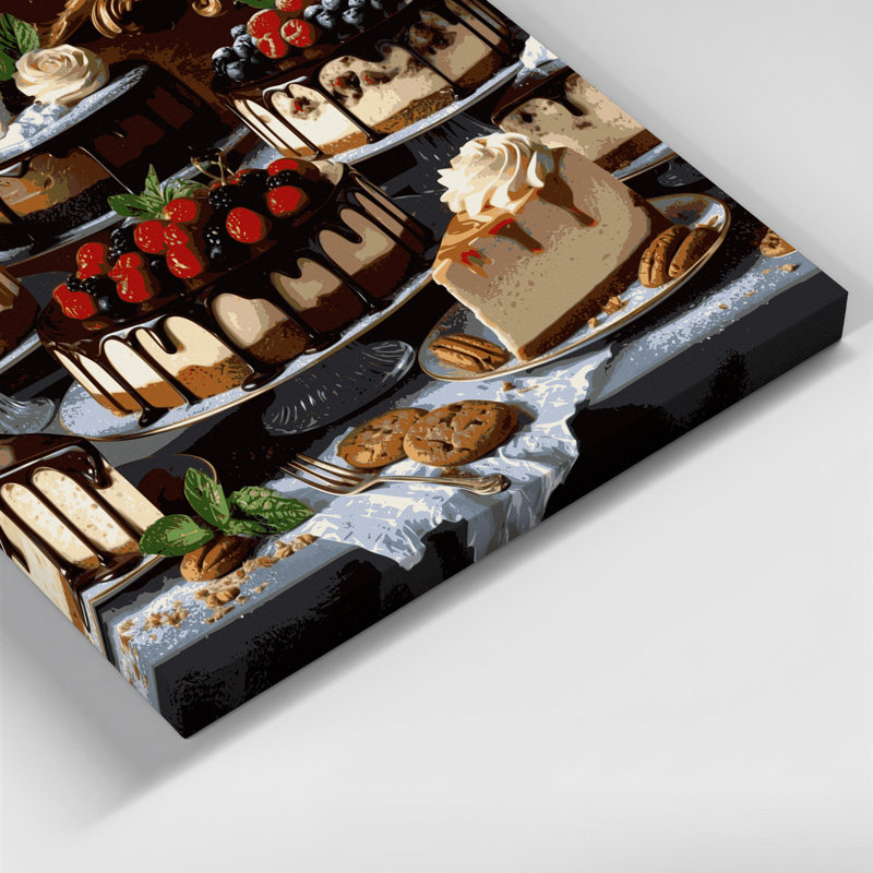 Art mural sur toile, "Desserts Cheesecake" noir, H 32 po x l 32 po
