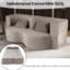 Canapé-lit 21 places pliable de 75 pouces avec mousse à mémoire de forme et fausse fourrure pour appartement, trois places compressées se transformant en lit en une seconde, microfibre beige, assise moelleuse, résistance à l'usure moyenne, décontracté