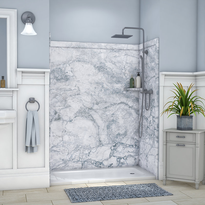 FlexStone Adaptable 60"W x 60"D x 80"H Alcove Shower Surround in Everest, Everest