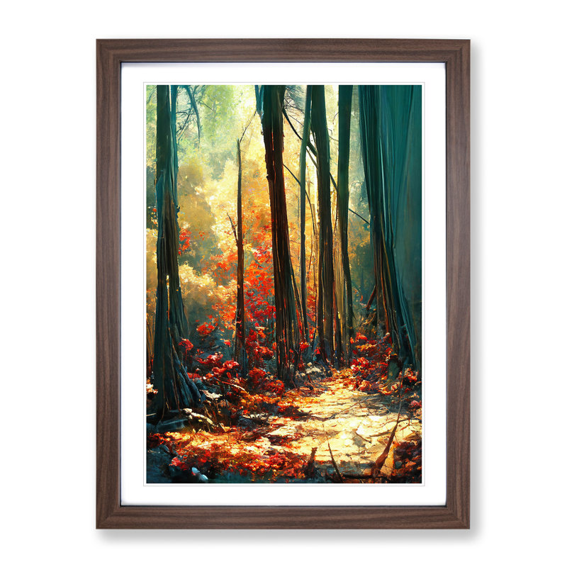 XV1022-3327X Painted Forest No.3 Abstract - Single Picture Frame Print, 46cm H x 34cm W x 2cm D, Walnut