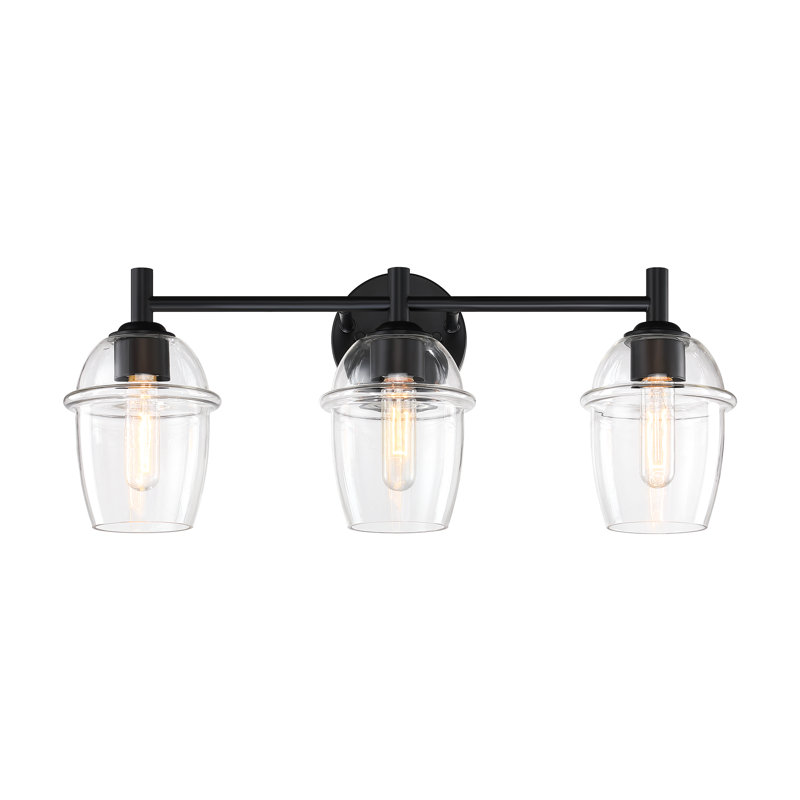 Éclairage pour meuble-lavabo à intensité variable Lecy, Noir mat, 24 po de largeur, 3 lumières
