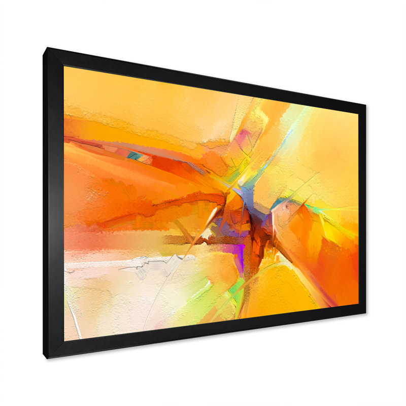 Impression de tempête jaune et orange - reproduction sur toile flottante, Cadre noir, H 30 po x l 40 po x P 1,5 po