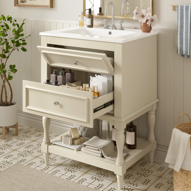 Ensemble de meuble-lavabo simple 18 po, Beige, Beige