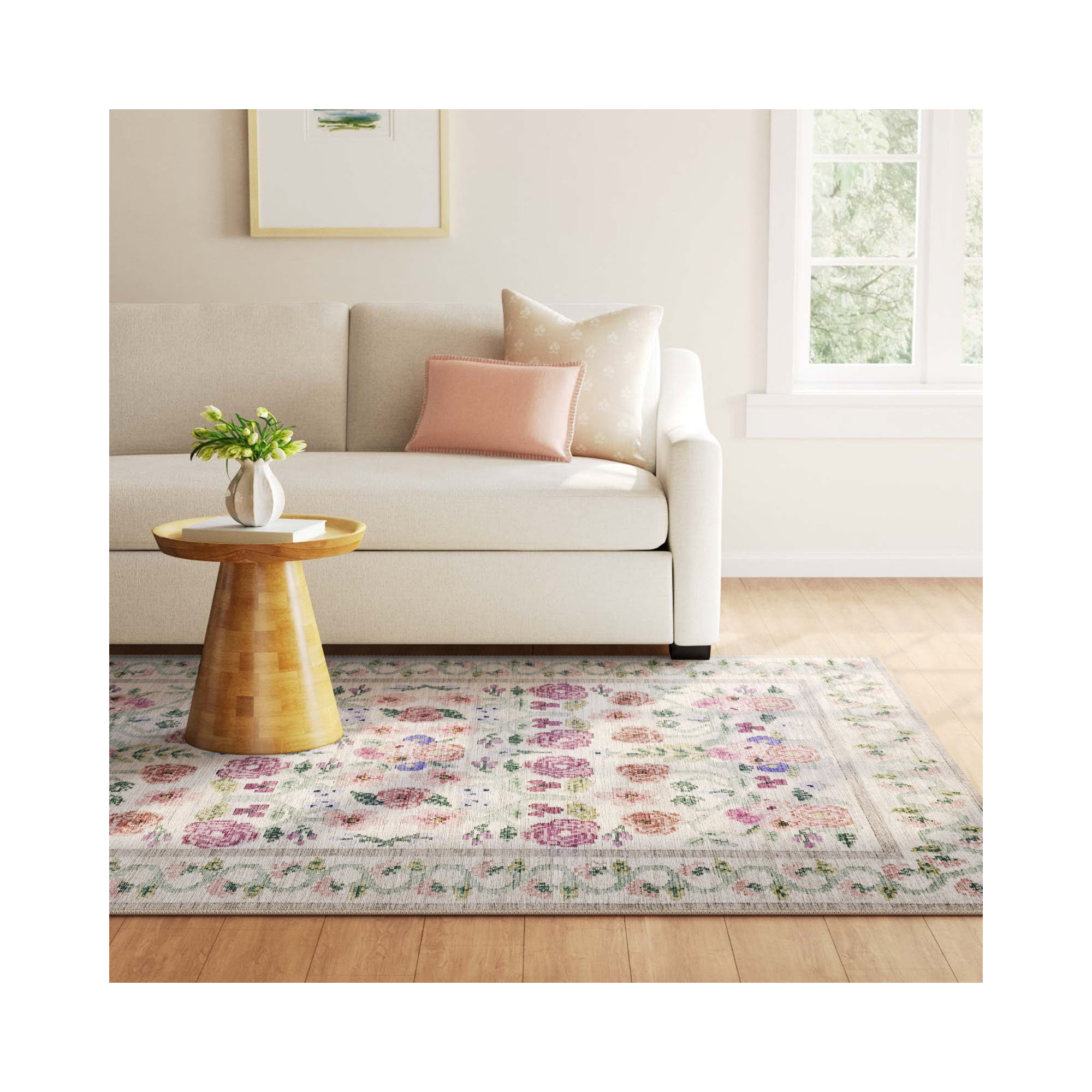 Rosa Rifle Paper Co. x Loloi Ivory Area Rug, Rectangle 8'4" x 11'6"
