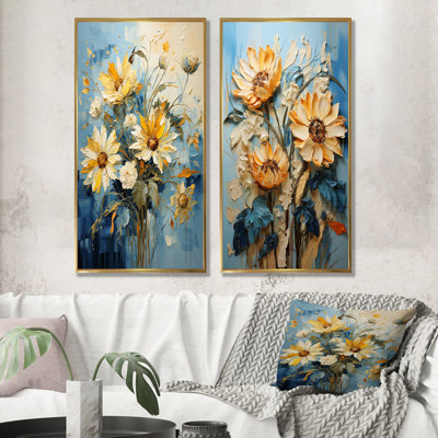 «Azure Fields Sunflowers - Sunflowers», ensemble de 2 reproductions d'art sur toile