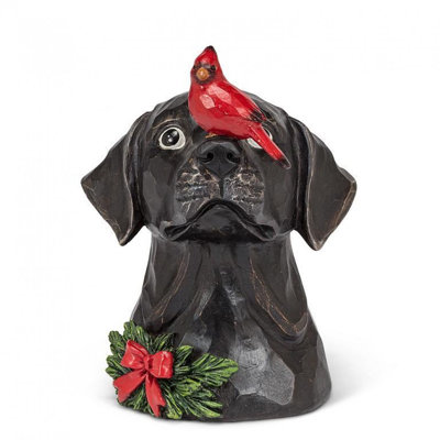 Black Labrador Head With Hat & Cardinal
