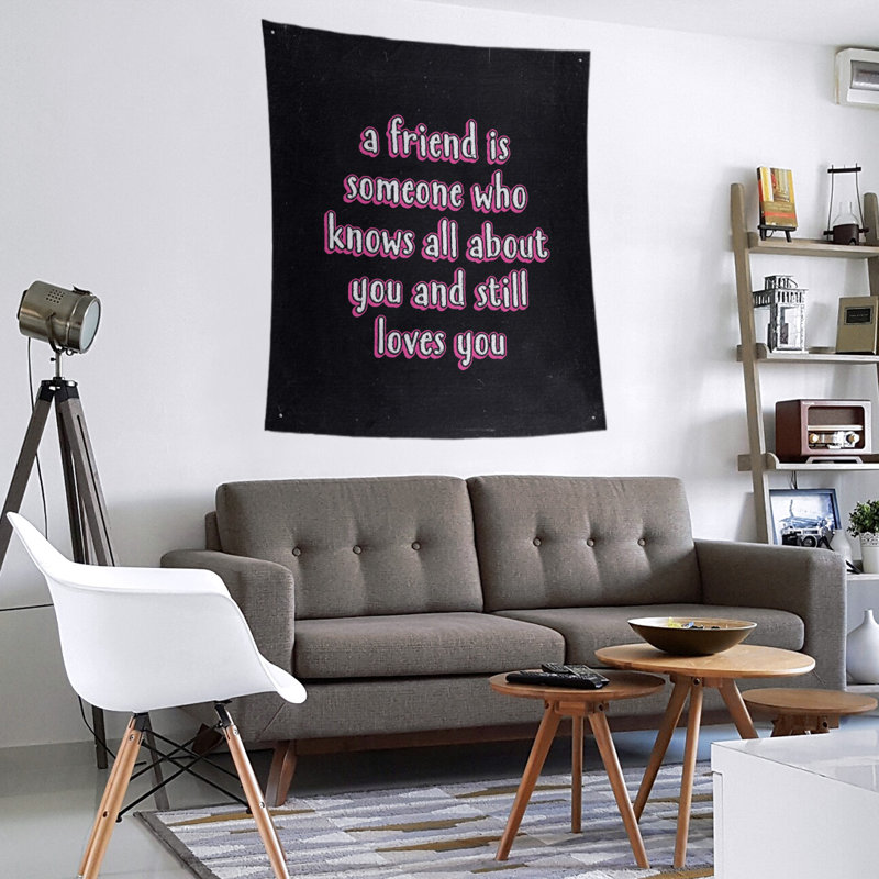 Tapisserie tableau en polyester «Love and Friendship», H 80 po x l 68 po, Rose