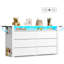 Commode à DEL 78 po pour chambre à coucher, commode en bois avec station de charge, grande commode extensible avec tablettes flexibles et support à suspendre pour placard, salon (télé de 85 po)-187728586